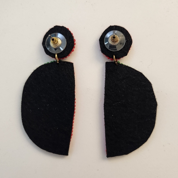 Sweet Watermelon Red Beaded Earrings - Picture 2 of 4